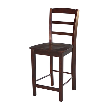 INTERNATIONAL CONCEPTS Madrid Counter Height Stool, 24" Seat Height, Rich Mocha S15-402